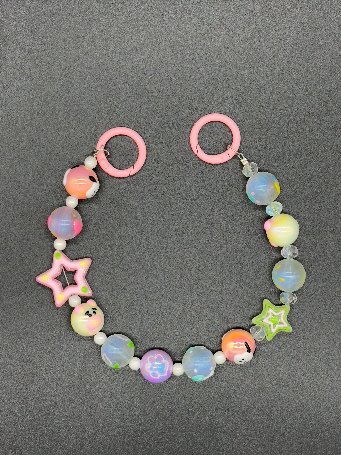 Pink random hand-painted pearl chain