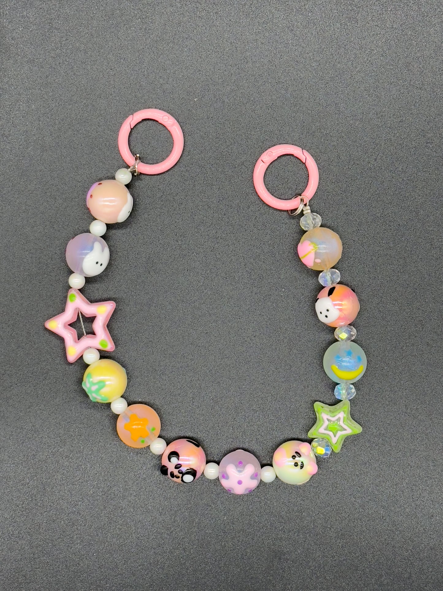 Pink random hand-painted pearl chain