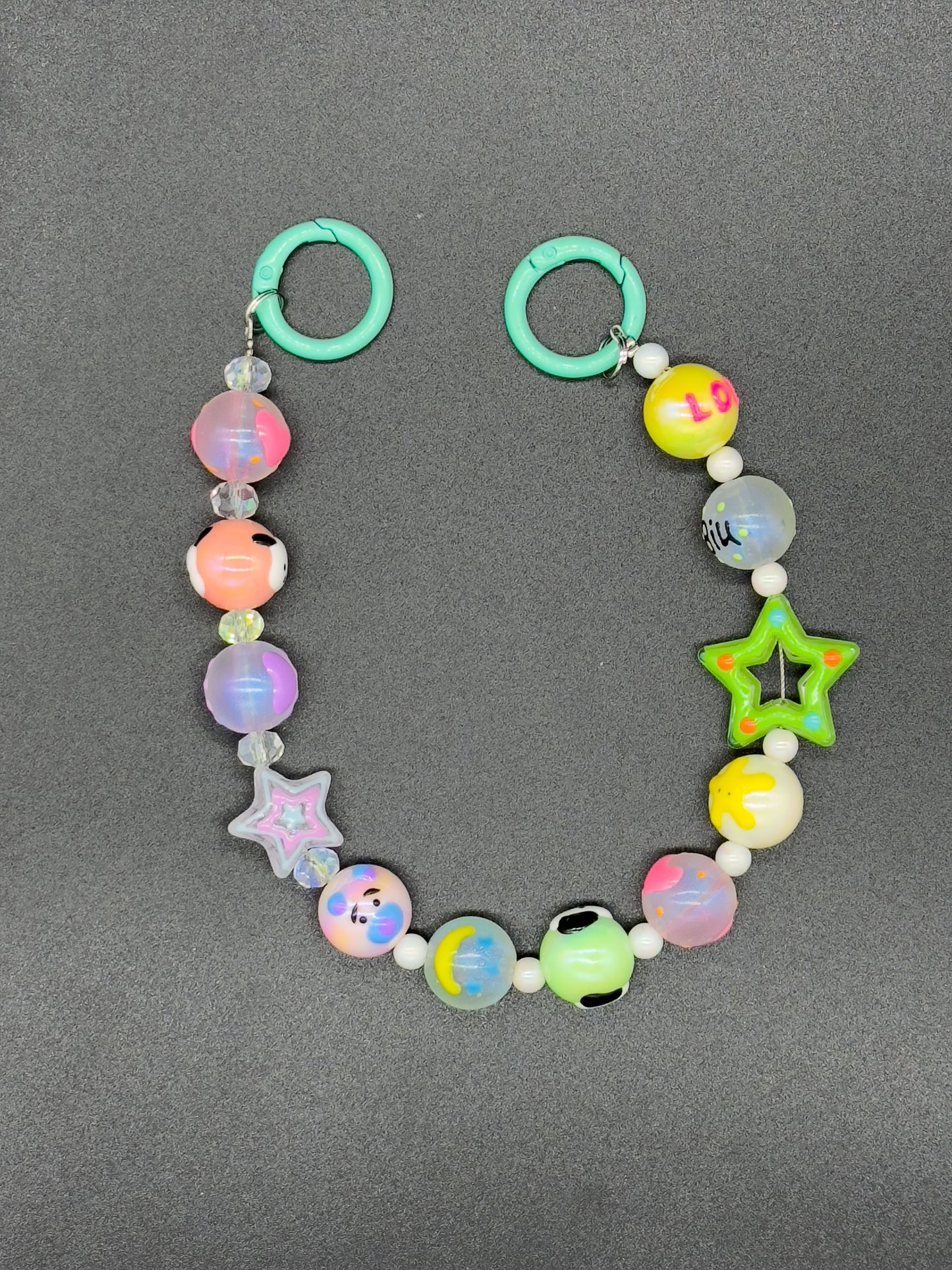 Green random hand-painted bead chain