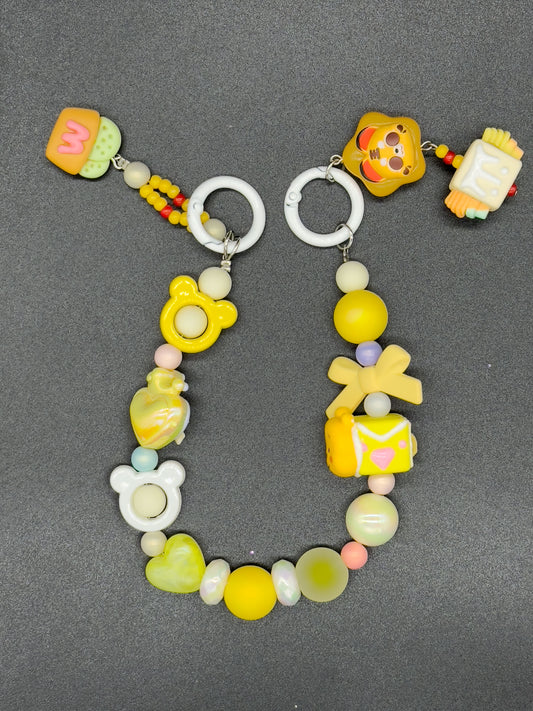 Yellow Winnie the Pooh hand-painted bead J014